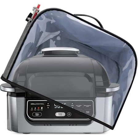 Dammskydd kompatibelt med Ninja Foodi Grill (AG301, AG302, AG400), Skydd (genomskinlig frontpanel) med förvaringsfickor, Grå