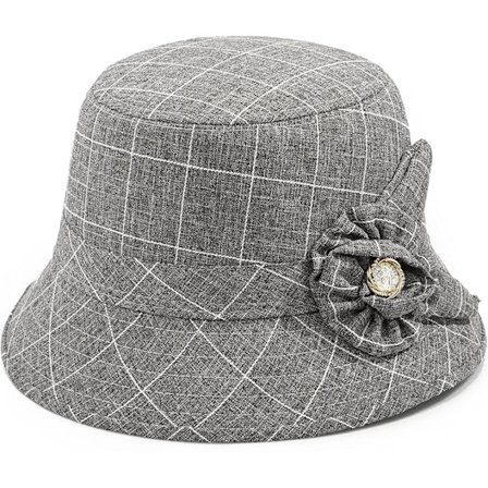 Vintage Bucket Hat med blommor för kvinnor - Fedora-hatt - Bowlerhattar