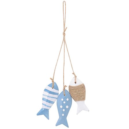Lille fiskestreng i træ, fisk til søhæng til børnehavedekoration (prik tre fiskestreng)
