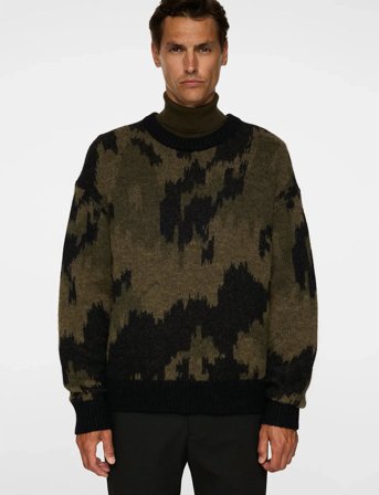 J. Lindeberg Nate Graphic Jacquard Knit - Khaki green - S