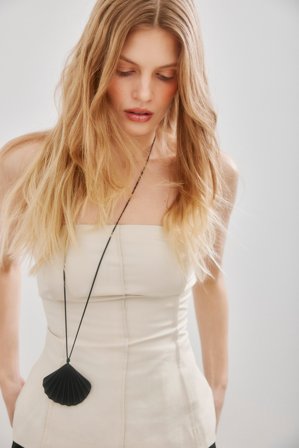 Premium Selection Linen Lyocell Blend Seam Detail Hourglass Top - Tubetop - Beige - EU 42