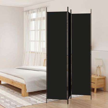 Vidaxl Rumsavdelare 3 Paneler 150x220 Cm Svart Tyg Svart