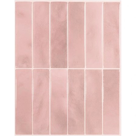 Selvklæbende stænkplader til køkken og badeværelse, vægfliser, rosa selvklæbende fliser, sæt med 5 ark, 29 x 22,86 cm