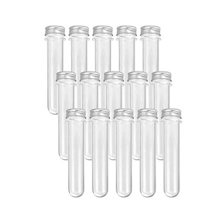 15 stk. 100 ml gennemsigtige plastrør med skruelåg og 1 rengøringsbørste - Gumball slikrør til [DB]