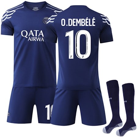 2024-2025 Paris Saint-Germain Bortedrakt Barn Voksen Fotballdrakt Sett Nr. 10 O.Dembélé