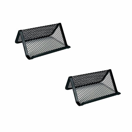 2 st visitkortshållare, metallnät visitkortsställ skrivbord visitkortsorganisatör för skrivbordskontorsnamn med 50 visitkortskapacitet