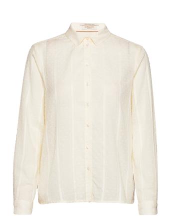 Cotton Dobby Regular Fit Shirt Langermet Skjorte Creme Scotch & Soda