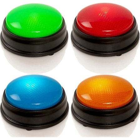Quiz Buzzers - Sæt med 4 lys- og lydbuzzere til pubquiz-spil