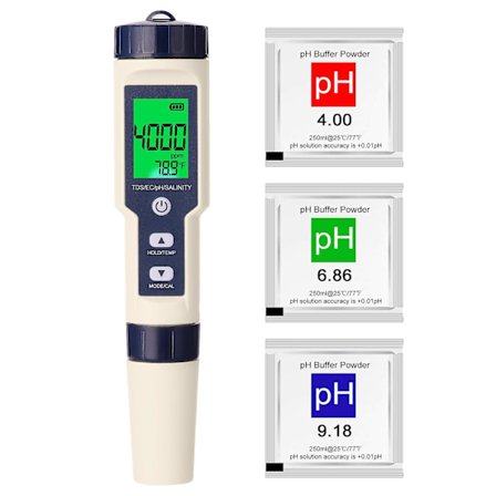 5 i 1 Professionel Multi-parameter Combo Testmåler PH/EC/TDS/Saltholdighed/Termometer Digital (FMY) multicolor
