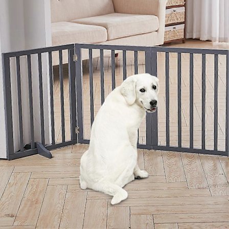 Tre Foldbar Fristående 3-Panel Hundegård