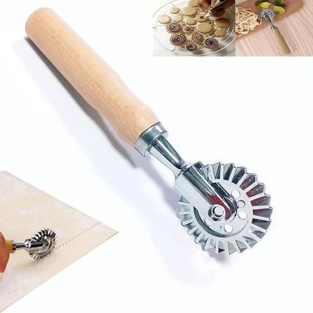 Degdeghjul, deghjul for bakverk og pasta, for ravioli, pasta, dumplingslasagne, pierogi - 17 cm diameter langhåndtak wonton-kniv