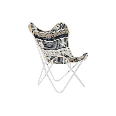 Kerti Szék Dkd Home Decor Svart Bomull Vit Järn (74 X 65 X 90 Cm