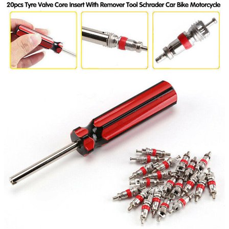 Däckventil kärninsats 20 st med Remover Tool Schrader Car