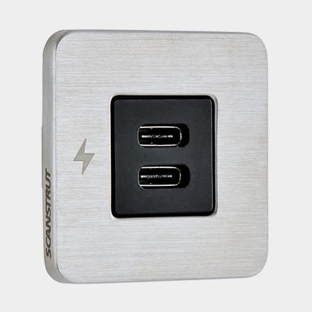 Scanstrut TILE USB-C interiör montering. RF borstad ram 12-24 volt