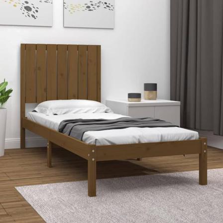 Vidaxl Sängram Honungsbrun Massivt Trä 75x190 Cm Brun