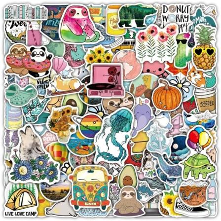 Ulkoilma Cartoon Pieni Tuore Tarra Vedenpitävä Söpö Cartoon Kitara Matkalaukku Ulkoilma Lahja Aikuinen Teini Poika Taide Päiväkirja Scrapbook 