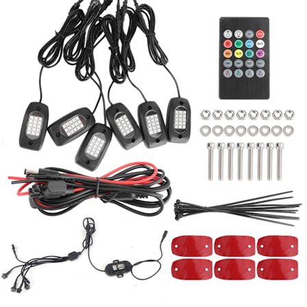 RGB LED-lys til bilchassiset - Kit til Jeep, ATV, SUV (6 stk.)