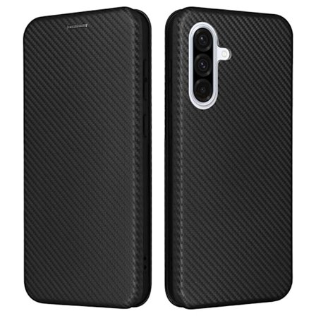 SKALO Samsung A56 5G Carbon Fiber Lompakkokotelo - Musta