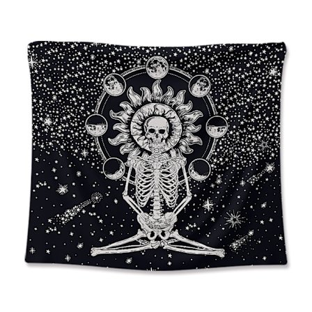 100*150CM Kranievæg Tapet Meditation Skelet Tapeter Måne