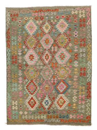 Oriental Kilim Afghan Old Style Rug 176X244 Brown/Dark Yellow Wool, Afghanistan