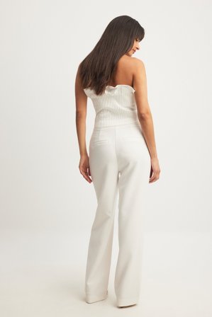 NA-KD Classic Recycelte plissierte Anzughose mit hoher Taille - Business Hosen - Weiß - EU 44