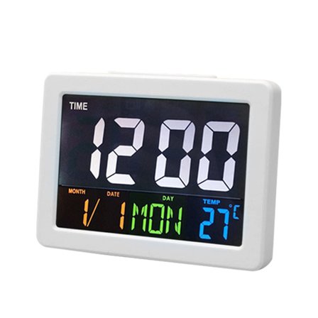 LED digital väckarklocka, elektronisk reseväckarklocka batteridrivna väckarklockor sängbord med 8 larmljud, knappstyrd bakgrundsbelysning (vit)