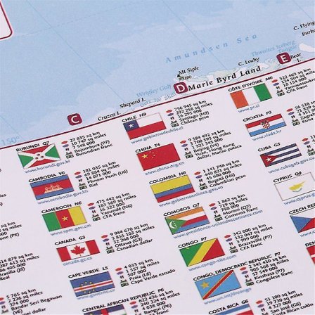 Stor Världskarta i Flera Färger 97,5 X 67,5 cm