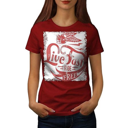 Live Biker Bike Dam Röd-skjorta