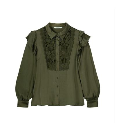 Summum Woman Blouse silky satin , Groen , Dames , Maat: XS