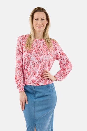 SIGNATURE - T-shirt med lange ærmer – Pink – Rund Hals