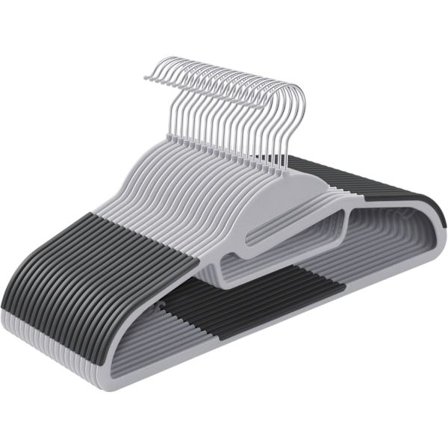 20 KPL Muovisia Vaateripustimia, U-muotoinen Aukko, Liukumaton, Kestävä, Pituus 42 cm, 360° Kääntyvä Koukku, Vaaleanharmaa