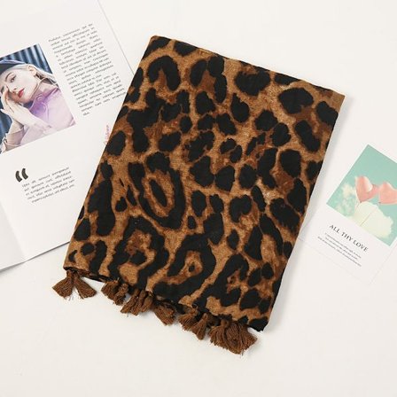 Trendig vinterscarf, damhalsduk sjal damhalsduk viskos sexig leopardmönster prickig tofsscarf scarf fyrkantig scarf