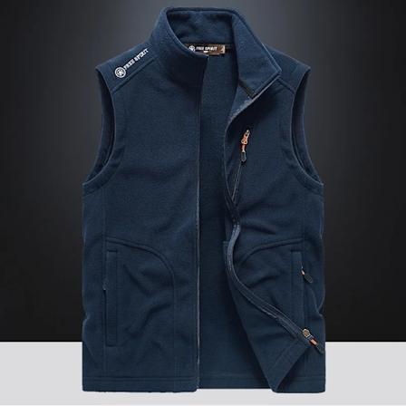 Stående Krage Västar Herrar Höst Och Vinter Värme Dubbelsidig Sammet Ärmlös Jacka Casual Vindtät Väst Fleece Camisole navy blue 4XL 95-100KG