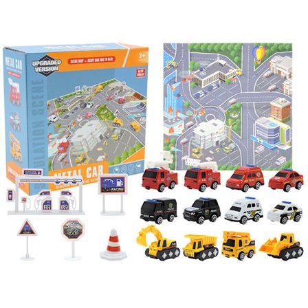 Mub - 2024 adventskalender, børnegave Biler Legetøj Børn adventskalendergave Matte + 12 biler + scenpynt