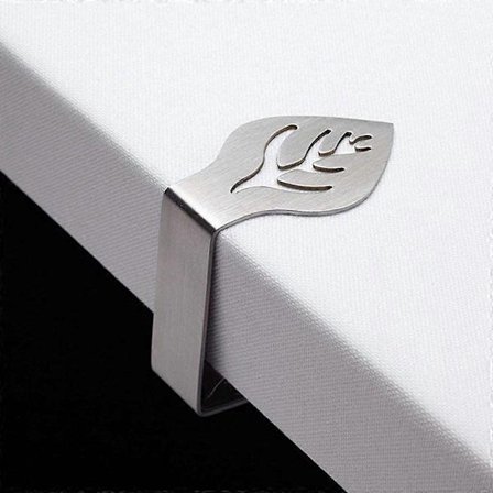 10 stk. Borddugsklemmer i metal med bladeform, hotelborddug fastgørelsesklemmer sølv