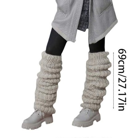 Dame Ekstra Lange Grovstrikkede Løse Lange Strømper Ensfarvet Vinter Baggy Benvarmere Boble Hænge Strømper Fodovertræk Hvid