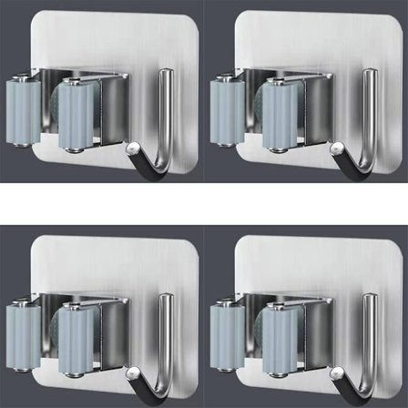 Neljän kappaleen musta ruostumattomasta teräksestä valmistettu reikävapaa moppikoukku moppiklipsi