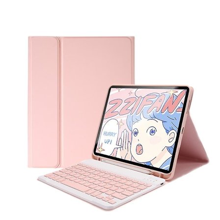 Fodral för Ipad Air4 (10,9 tum) - Slimmat skyddsfodral med Apple Pencil-hållare och trådlöst avtagbart tangentbord (Rosa)