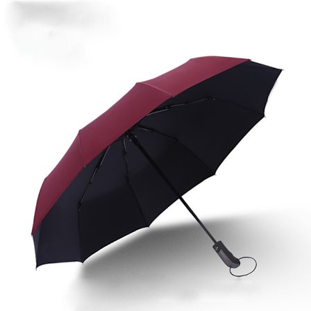 Automatisk foldbar paraply - 10 ribber sort lim