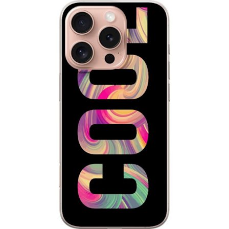 Kompatibelt Mobildeksel til Apple Apple iPhone 16 Pro Modern typografisk kunst med ordet LOVE i flytende regnbuefarger mot svart bakgrunn med sterk vi