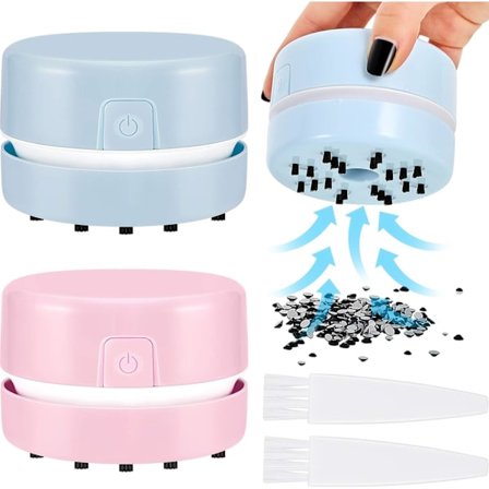 2 st Diamantmålningsverktyg Borr Snabbare Plockare för Spillda Diamanter 5d Målningstillbehör Dammsugare Mini Bordsskiva Sopmaskin Organizer Clea