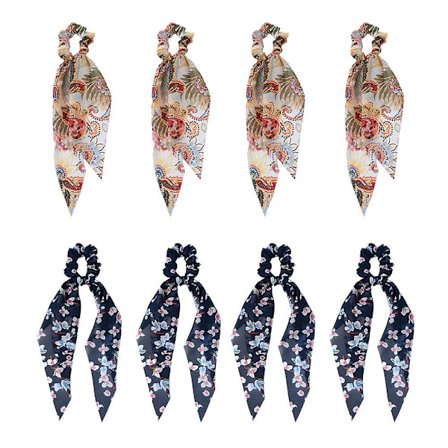 8 stk. Skjerf Scrunchies Hårstrikker Chiffon Hårbånd Hestehaleholder Scrunchy for kvinner