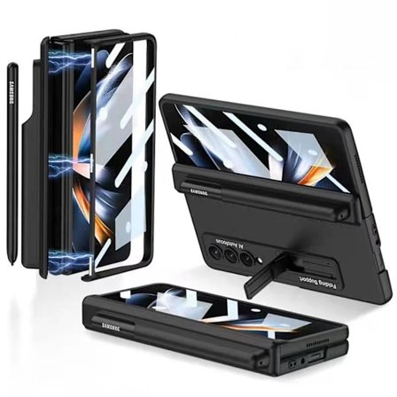 Case kompatibelt Samsung Galaxy Z Fold 4 med skärmskydd och magnetiskt gångjärnsskydd Pennplats och stativ