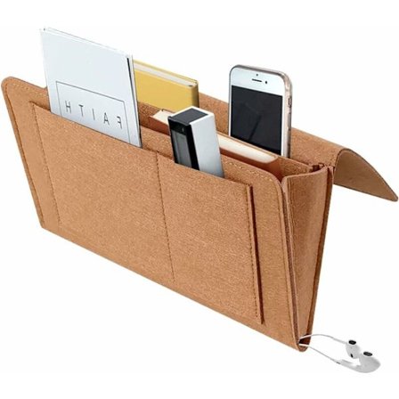 Filt Sängväska Sängförvaring Soffa Armstöd Förvaringsväska för Glasögon Telefon Fjärrkontroll Surfplatta Bok (Choklad)