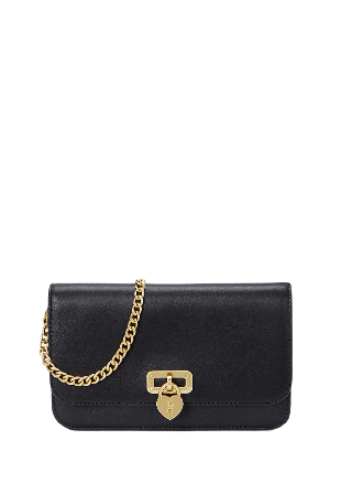 Lauren Ralph Leather Large Tanner Chain Wallet Handväskor Dam Svart ONESIZE