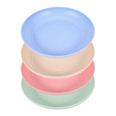 4 stk. 25 cm dype middagstallerkener i hvetestrå - Mikrobølgeovn- og oppvaskmaskinsikre, uknuselige og robuste i plast