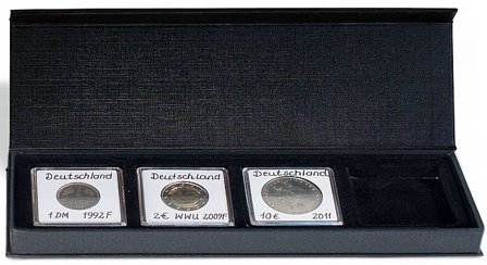 Møntetui - AIRBOX - Sort - 4 QUADRUM kapsler - Vippefunktion til præsentati