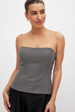 NA-KD Haut avec strass - - Gris - EU 34