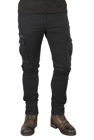 Pantaloni Cargo Moto Course Caféman Rinforzati in Aramide Tapered Fit Nero W36 x L36
