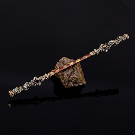 Black Myth:WuKong Buddhas viljas stav, Buddhas viljas gyllene ring All metallhantverk prydnad 22CM